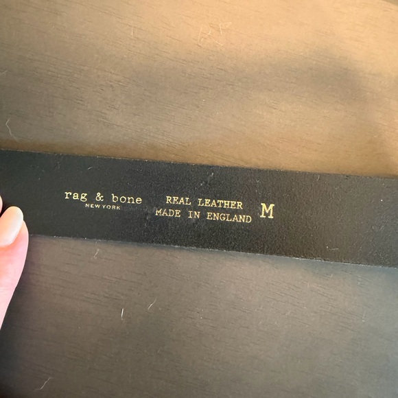 rag & bone Black Leather Belt with Gold Rectangular Buckle - Picture 5 of 6